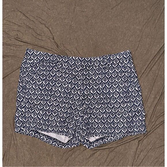 Beautiful Level 99 Cindie Blue White Printed Linen Blend Shorts Women's Size 30 - Picture 1 of 6